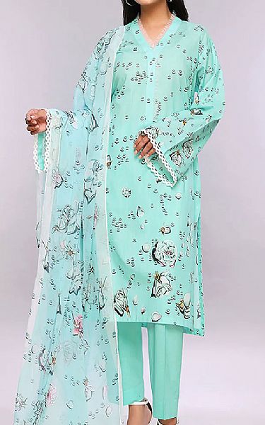 Nishat Light Aqua Lawn Suit | Pakistani Dresses in USA- Image 1