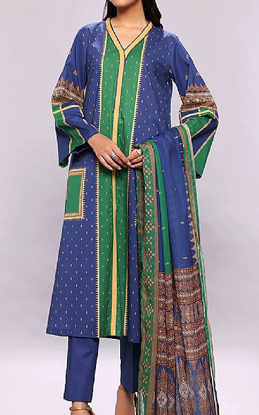 Nishat Royal Blue Lawn Suit | Pakistani Dresses in USA- Image 1
