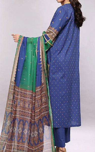 Nishat Royal Blue Lawn Suit | Pakistani Dresses in USA- Image 2