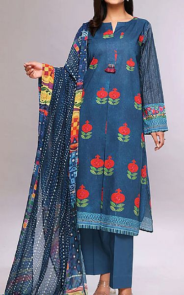 Nishat Denim Blue Lawn Suit | Pakistani Dresses in USA- Image 1
