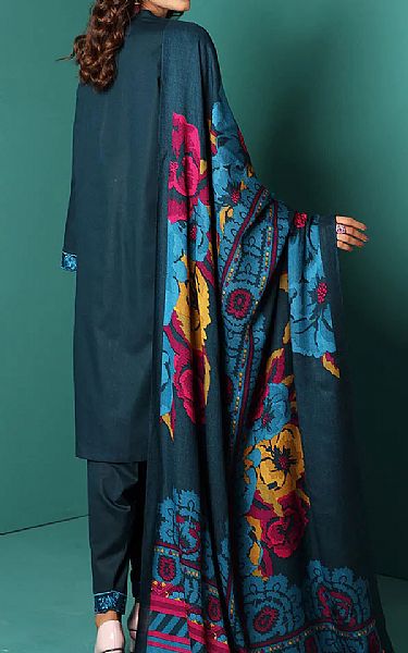 Nishat Teal Blue Karandi Suit | Pakistani Winter Dresses- Image 2