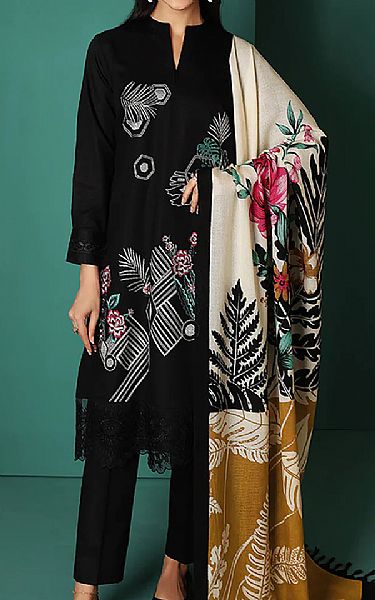 Nishat Black Karandi Suit | Pakistani Winter Dresses- Image 1