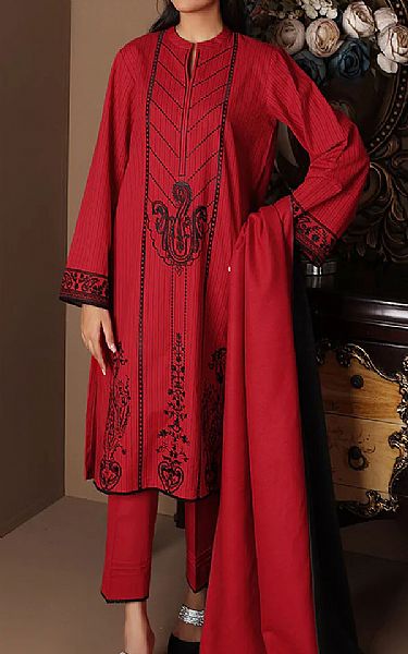 Nishat Red Yarn Suit | Pakistani Winter Dresses- Image 1