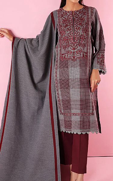Nishat Grey Yarn Suit | Pakistani Winter Dresses- Image 1