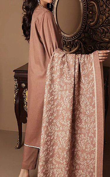 Nishat Pinkish Brown Karandi Suit | Pakistani Winter Dresses- Image 2