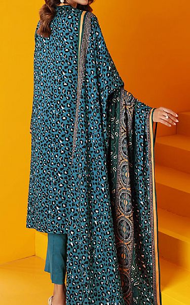 Nishat Turquoise Linen Suit | Pakistani Winter Dresses- Image 2