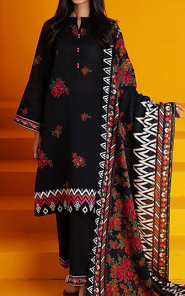 Nishat Black Khaddar Suit | Pakistani Winter Dresses- Image 1