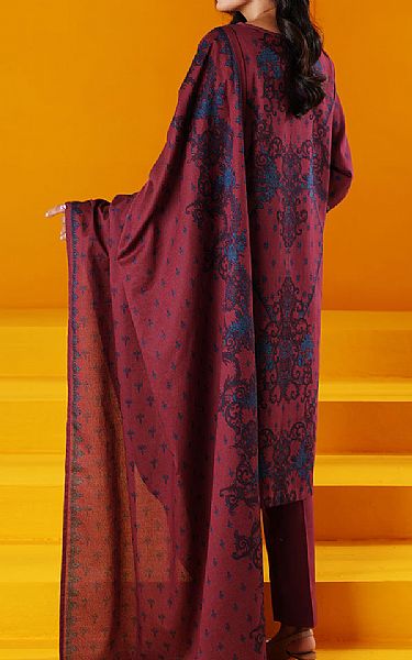 Nishat Deep Crimson Khaddar Suit | Pakistani Dresses in USA- Image 2