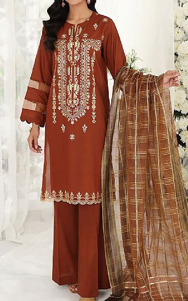 Nishat Rust Lawn Suit | Pakistani Dresses in USA- Image 1