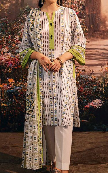 Nishat Parrot Green/White Lawn Suit (2 Pcs) | Pakistani Lawn Suits- Image 1