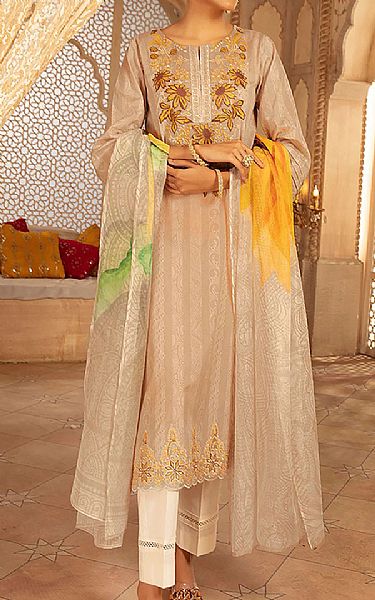 Nishat Beige Lawn Suit (2 Pcs) | Pakistani Dresses in USA- Image 1