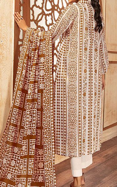 Nishat Off-white/Brown Lawn Suit (2 Pcs) | Pakistani Dresses in USA- Image 2