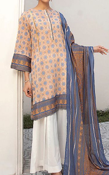 Nishat Cornflower Blue/Peach Lawn Suit (2 Pcs) | Pakistani Dresses in USA- Image 1