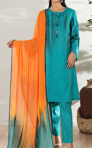 Nishat Turquoise Lawn Suit | Pakistani Dresses in USA- Image 1