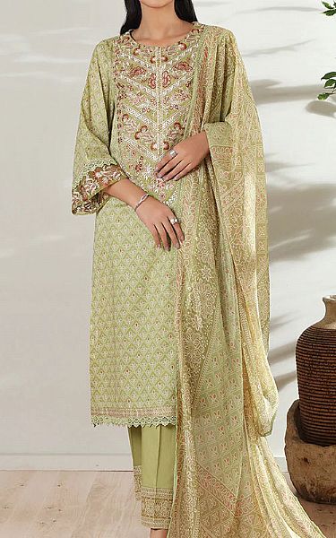 Nishat Khaki Yellow Lawn Suit | Pakistani Dresses in USA- Image 1