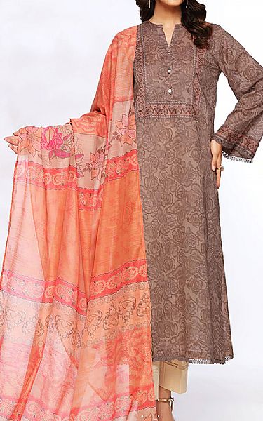 Nishat Taupe Brown Lawn Suit (2 Pcs) | Pakistani Dresses in USA- Image 1
