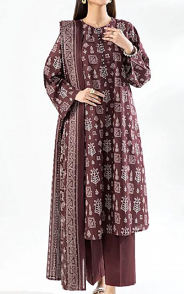 Nishat Redwood Brown Lawn Suit | Pakistani Dresses in USA- Image 1