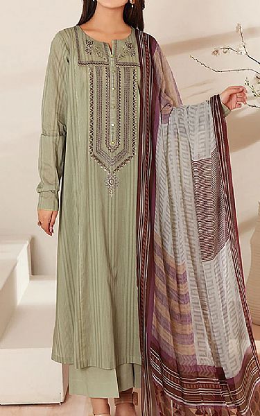 Nishat Pistachio Green Lawn Suit | Pakistani Dresses in USA- Image 1