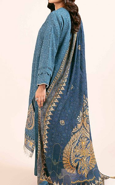 Nishat Metallic Blue Khaddar Suit (2 pcs) | Pakistani Winter Dresses in USA- Image 2