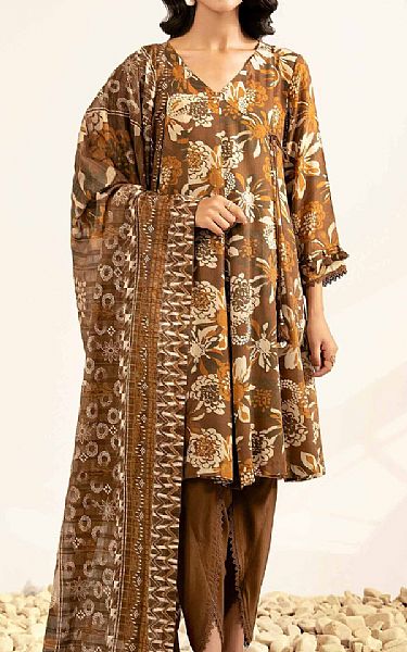 Nishat Dark Brown Lawn Suit | Pakistani Lawn Dress in USA