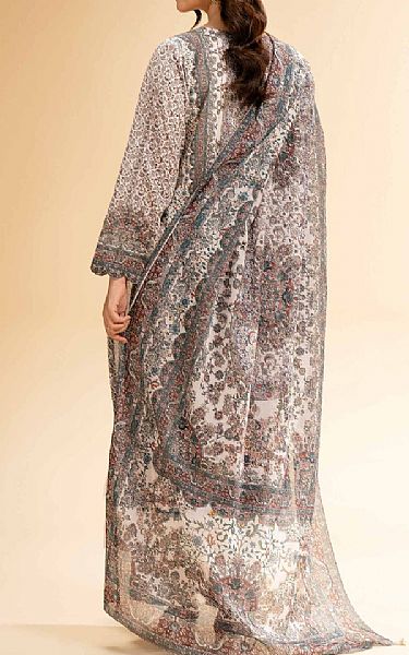 Nishat Off White/Grey Lawn Suit | Pakistani Lawn Dress in USA- Image 2