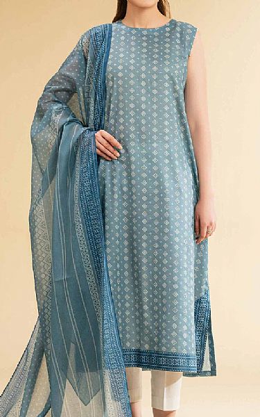 Nishat Bluish Grey Lawn Suit (2 pcs) | Pakistani Lawn Dress in USA- Image 1
