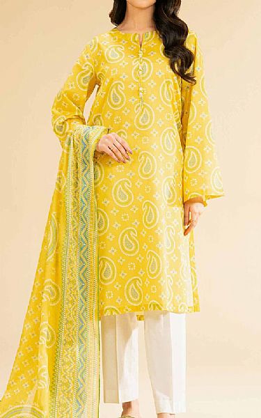 Nishat Lemon Yellow Lawn Suit (2 pcs) | Pakistani Lawn Dress in USA- Image 1