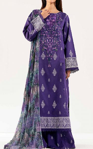 Nishat Purple Lawn Suit | Pakistani Lawn Dress in USA- Image 1