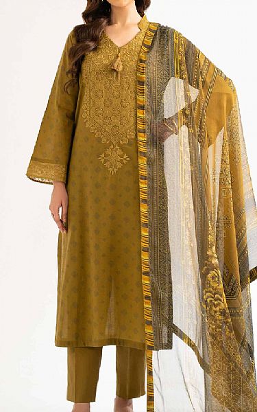 Nishat Satin Sheen Gold Lawn Suit (2 pcs) | Pakistani Lawn Dress in USA- Image 1