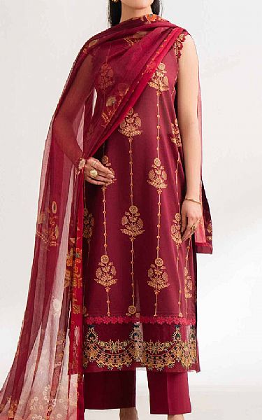 Nishat Wine Lawn Suit (2 pcs) | Pakistani Lawn Dress in USA- Image 1