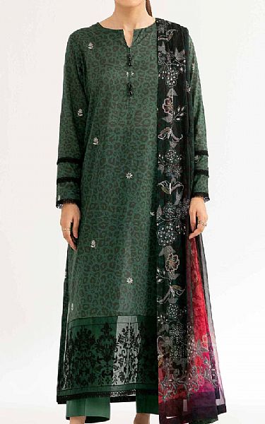 Nishat Green Lawn Suit (2 pcs) | Pakistani Lawn Dress in USA- Image 1
