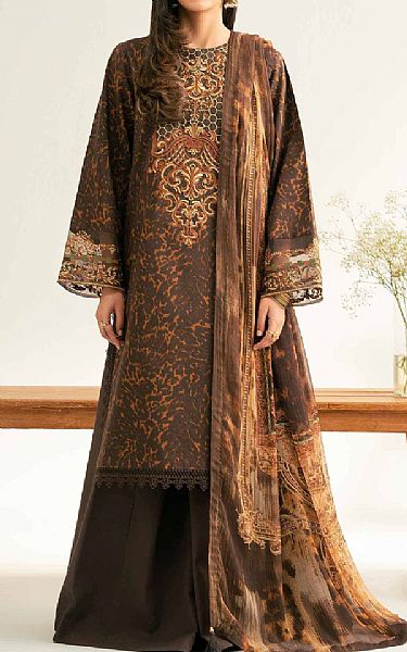 Nishat Black/Brown Lawn Suit (2 pcs) | Pakistani Lawn Dress in USA- Image 1