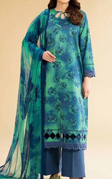 Nishat Blue/Green Lawn Suit (2 pcs) | Pakistani Lawn Dress in USA- Image 1