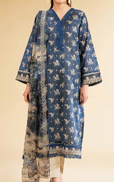 Nishat Black/Blue Lawn Suit (2 pcs) | Pakistani Lawn Dress in USA- Image 1