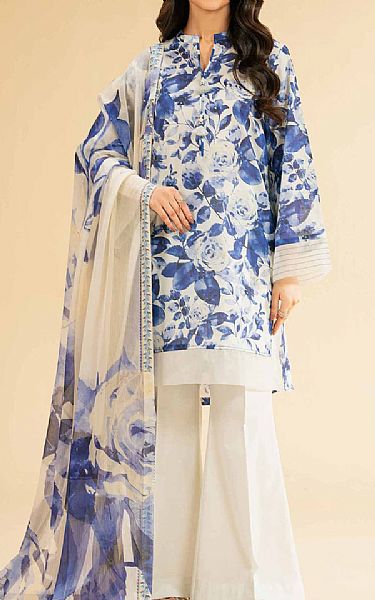 Nishat Off White/Blue Lawn Suit (2 pcs) | Pakistani Lawn Dress in USA- Image 1