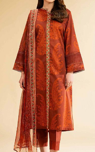 Nishat Pale Carmine Lawn Suit (2 pcs) | Pakistani Lawn Dress in USA- Image 1