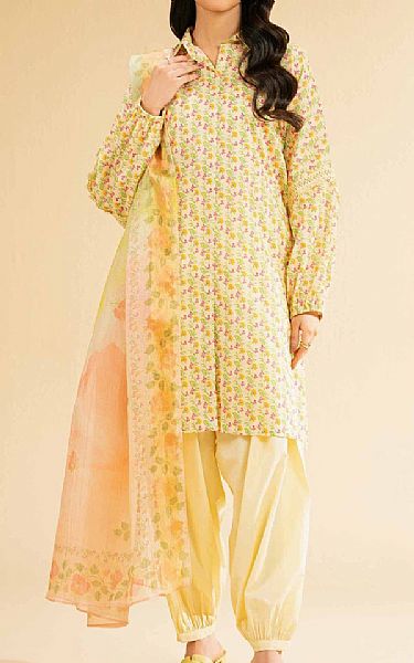 Nishat Light Yellow Lawn Suit (2 pcs) | Pakistani Lawn Dress in USA- Image 1