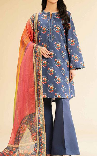Nishat Dusky Blue Lawn Suit (2 pcs) | Pakistani Lawn Dress in USA- Image 1