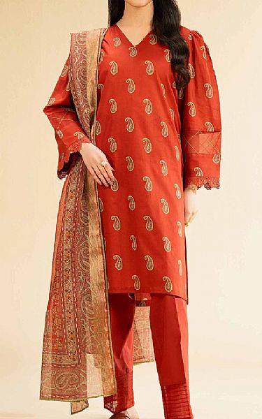 Nishat Flame Red Lawn Suit (2 pcs) | Pakistani Lawn Dress in USA- Image 1