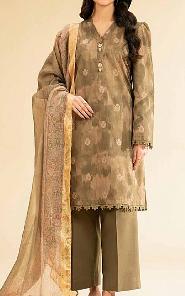 Nishat Dull Green/Beige Lawn Suit (2 pcs) | Pakistani Lawn Dress in USA- Image 1