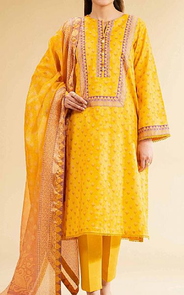 Nishat Golden Yellow Lawn Suit (2 pcs) | Pakistani Lawn Dress in USA- Image 1