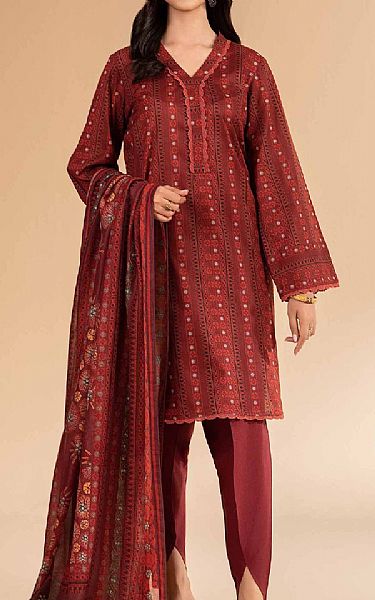 Nishat Wine Lawn Suit (2 pcs) | Pakistani Lawn Dress in USA- Image 1