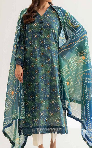 Nishat Blue/Green Lawn Suit (2 pcs) | Pakistani Lawn Dress in USA- Image 1