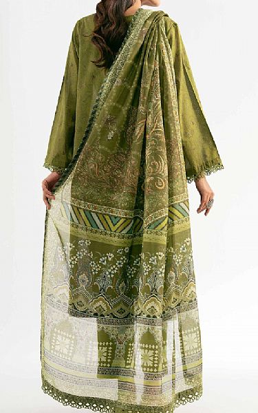 Nishat Drab Green Lawn Suit (2 pcs) | Pakistani Lawn Dress in USA- Image 2