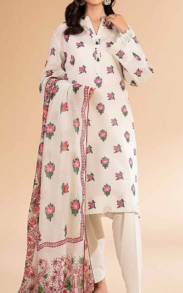 Nishat Off White Lawn Suit (2 pcs) | Pakistani Lawn Dress in USA- Image 1