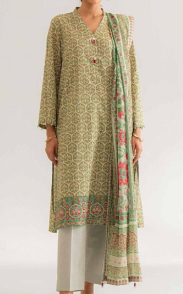 Nishat Green/Light Grey Lawn Suit (2 pcs) | Pakistani Lawn Dress in USA- Image 1