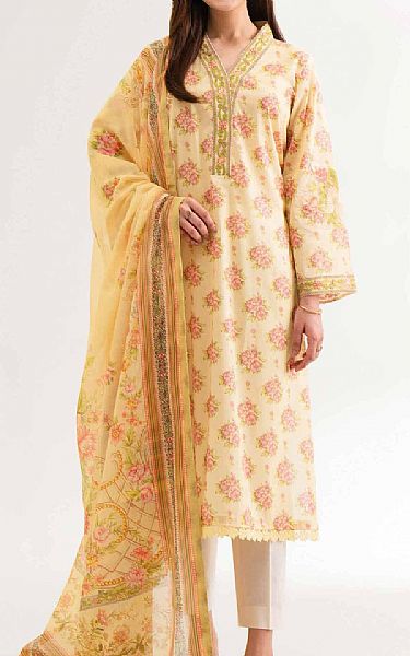 Nishat Light Yellow Lawn Suit (2 pcs) | Pakistani Lawn Dress in USA- Image 1