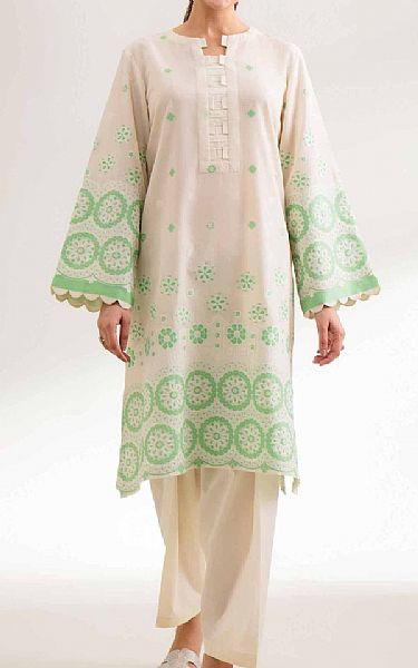 Nishat Off White/Light Green Jacquard Suit (2 pcs) | Pakistani Lawn Dress in USA- Image 1