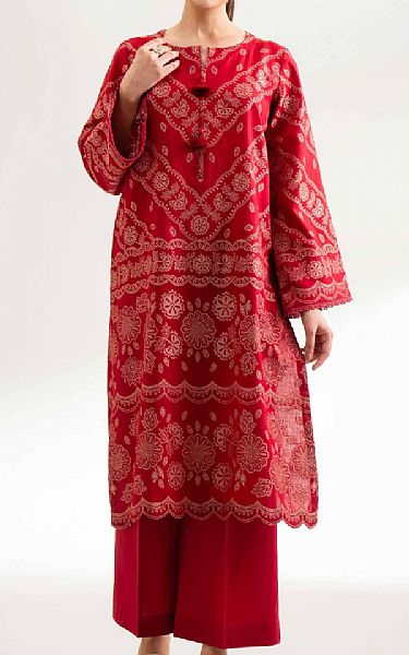 Nishat Red Jacquard Suit (2 pcs) | Pakistani Lawn Dress in USA- Image 1