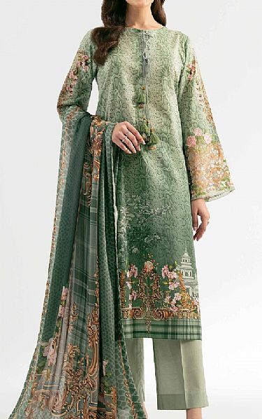 Nishat Sage Green Lawn Suit | Pakistani Lawn Dress in USA- Image 1